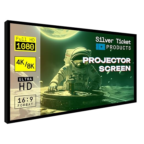 Silver Ticket Products STR Series 6 Piece Home Theater Fixed Frame 4K / 8K Ultra HD, HDTV, HDR & Active 3D Movie Projection Screen, 16:9 Format, 92" Diagonal, White Material STR-16992 - color: White Material, size: 16:9, 92"