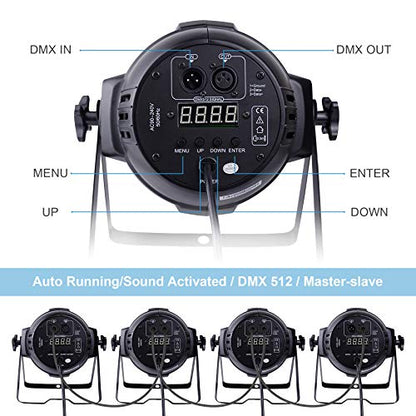 Betopper DJ Lights, 54 x 3W RGB LED Stage Par Lights, DMX/Sound(LPC007, 1P) | Auto/Sound/DMX512/Master,Lighting range 6~10M,optical angle 26°,Built-in cooling fan,for Church,Concert,Wedding,Party,Bar