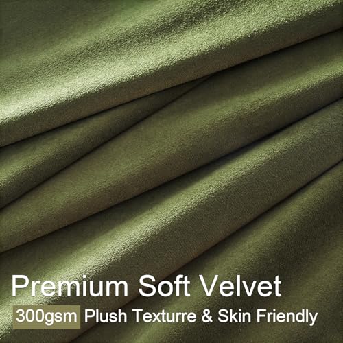 92 Inch Long Olive Green Velvet Blackout Curtains for Bedroom Luxury Moody Soft Velvet Pinch Pleated Drapes with Track Hooks Nursery Quiet Elegant Style,Apartment,2 Pcs Set,92 Inches Length - color: Olive Green, size: 40"W x 92"L (Pack of 2)