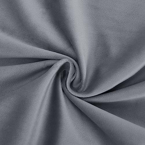 DWCN Grey Velvet Curtains 63 inches Long - Super Soft Tieable Grommet Blackout Thermal Insulated Curtain Panels, Window Drapes for Guest Room/Baby Nursery/Closet,W52 x L63, 2 Panels - color: Grey, size: 52"W x 63"L (Pack of 2)