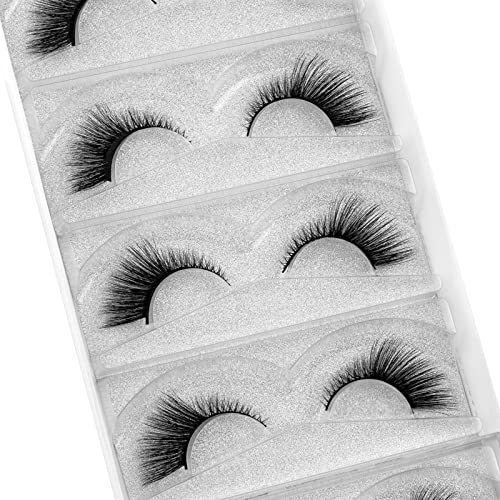 DYSILK Eyelashes Mink Lashes - False Eyelashes Fake Lashes 5 Pairs 6D Lashes Cat Eye Fake Eyelashes Strip Lashes Reusable Faux Mink Eyelashes Lash Extension Kit | Angel 4mm-17mm - color: 5 Pairs- 10
