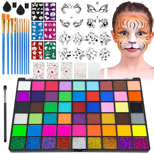 54 Colors Face Painting Kit, Water Activated Face Paint Palette - color: 54 Colors
