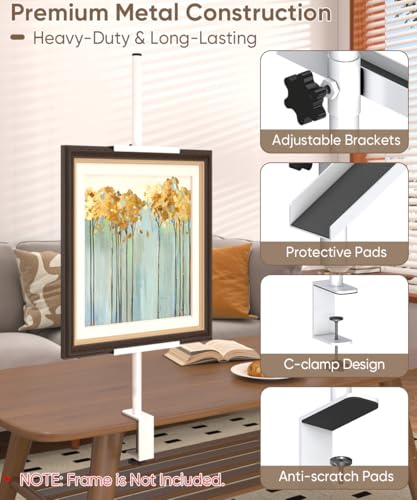 Mondazie Adjustable Tabletop Easel Stand with Clamp for Sign, White - color: White, size: 27.1'' High - Clamp
