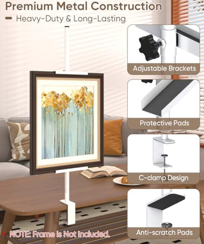 Mondazie Adjustable Tabletop Easel Stand with Clamp for Sign, White - color: White, size: 27.1'' High - Clamp