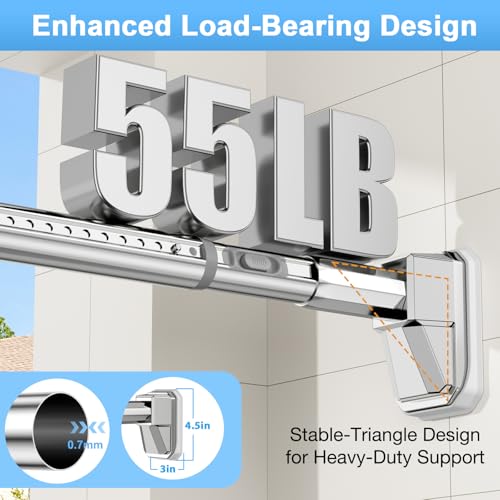 Extra Long Tension Curtain Rod, Silver, 41-86 Inch (4-7.1ft), Tension Rod - color: Silver, size: 41-86inch