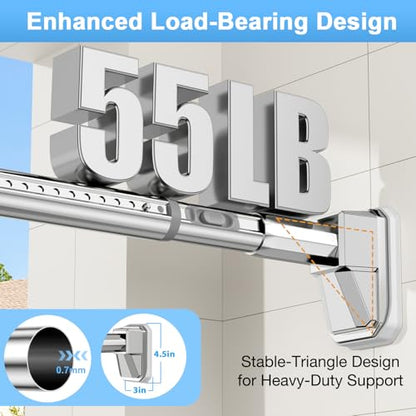Extra Long Tension Curtain Rod, Silver, 41-86 Inch (4-7.1ft), Tension Rod - color: Silver, size: 41-86inch