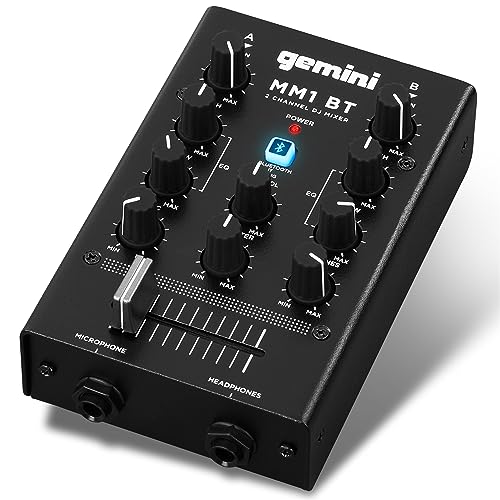Gemini Portable 2-Channel Bluetooth DJ Mixer with EQ (MM1BT)