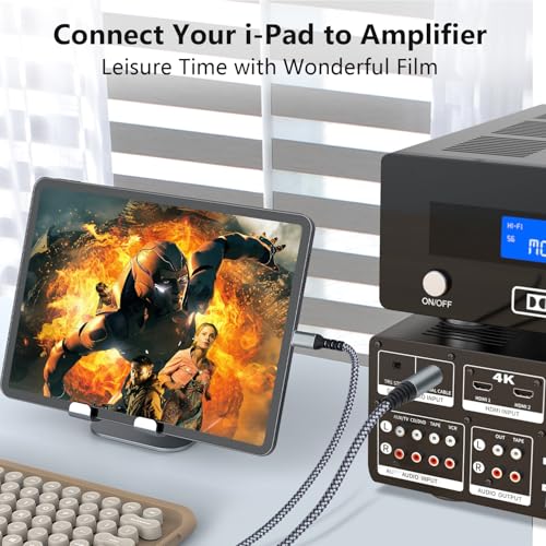 [MFi Certified] Lightning to 1/4 inch Audio TRS Stereo Cable, 4FT Lightning to 6.35mm inch Adapter, Compatible with i-Pad, i-Phone 14/13/12/Pro, for Amplifier,Speaker,Mixer[NOT for Recording] - size: 4FT