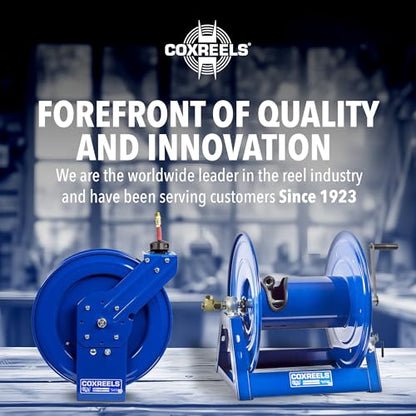 Coxreels P-LP-350 Retractable Air/Water Low-Pressure Hose Reel, P Series, 3/8 in x 50 in 300 PSI - Easy-to-Use Compact Design- Heavy-Duty Steel Construction, Made in The USA - size: 3/8", style: 50' - Blue