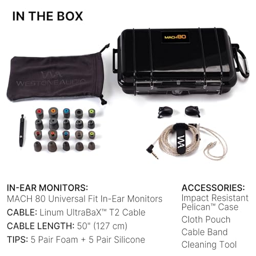 Westone Audio - Mach 80 Universal IEM Wired Earbuds - 8 Balanced Armature Professional Musician in Ear Monitor Earphones with Linum® ESTRON ULTRABaX™ T2 Cable - style: 8 Drivers