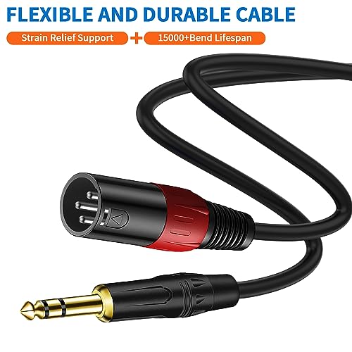 LanSenSu XLR to 1/4 TRS Stereo Adapter,XLR Male to 1/4 Inch (6.35mm) Stereo Balanced Microphone Stereo Audio Converter AdapterCable 2Pack- 11.8inch - size: 6.35mm to XLR Male-11.8in