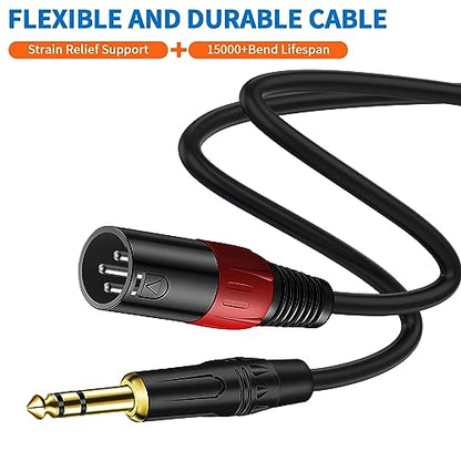 LanSenSu XLR to 1/4 TRS Stereo Adapter,XLR Male to 1/4 Inch (6.35mm) Stereo Balanced Microphone Stereo Audio Converter AdapterCable 2Pack- 11.8inch - size: 6.35mm to XLR Male-11.8in