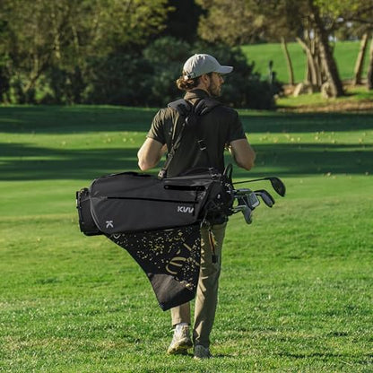 KVV Lightweight Golf Stand Bag with 7 Way Full-Length Dividers, 5 Zippered Pockets, Automatically Adjustable Dual Straps，Elegant Design - color: Charcoal