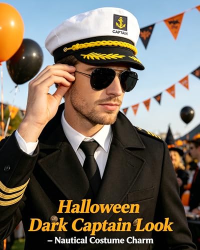 QLINLEAF Yacht Captain Hat Sailor Hat Boat Costume for Men Women Captains Halloween Costumes Dressing up Party White