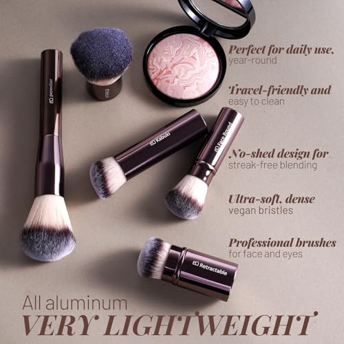 Makeup Brushes BS-MALL Professional Makeup Brush with Travel Case, Includes Foundation, Powder, Concealer, Lip & Eyeshadow Brushes for Daily Use & Versatile Occasions All-aluminum tube - color: Coffee