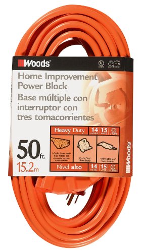 Southwire Medium Duty Extension Cord - General Purpose Outdoor Power for Appliances & Tools - 3 Outlet Design & Reinforced Strain Relief - 14/3 - 50 Foot - size: One Size