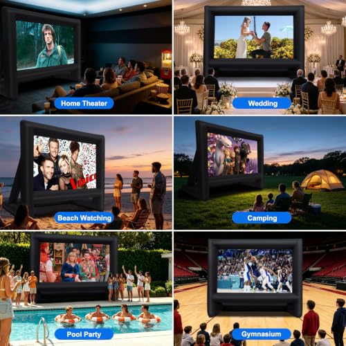 GYUEM 21FT Inflatable Projector Screen Outdoor Movie Screen | Blow Up for Movie Parties Backyard Outside, Air Blower, Carry Bag, Front and Rear Projection, Portable Home Theater, Indoor - size: 21FT