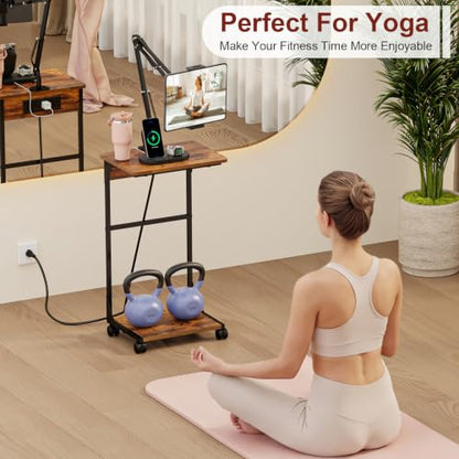 Cidaziya Floor Kindle Phone Tablet Stand with Side Table & Charging Station - size: 11.4"D x 15.4"W x 57.5"H