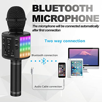 Bluetooth Karaoke Microphone for Party: 8H Playtime, 2H Fast Charge - color: Black2