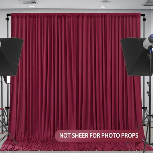 Burgundy Backdrop Curtain 2 Panels-Wrinkle-Free Champagne Curtains Polyester Photography Drapes for Baby Shower Birthday Party Photo Background Backdrop Stand- 8 X10FT (Burgundy) - color: Burgundy, size: W4' x H10'(2 panels)