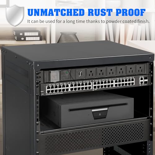 Ktaxon 12U Rack Mount Cabinet Case for 19 Inch Rack Mounting | Full Equipment with Lockable Wheels, Removable Side Panels & 1U Blank Panel |Cold Rolled Steel, 220LBS Weight Capacity