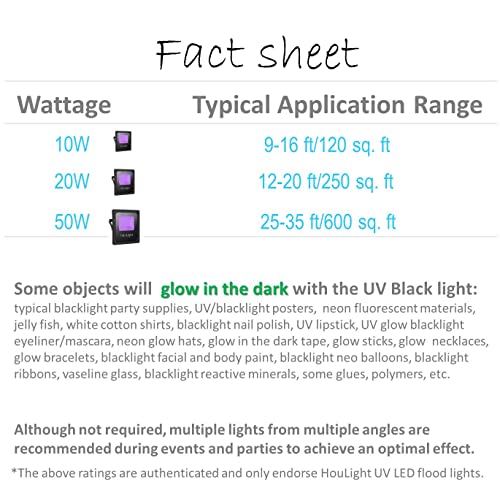 20W UV LED Black Light, HouLight High Power LED Blacklight IP65-Waterproof for Blacklight Party Supplies, Neon Glow, Glow in The Dark (Uv Led Wide Flood Light, 20 Watts) - style: Wide 20 Watts