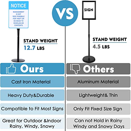 Cast Iron Sign Stand, 48 In Tall Pedestal Post, 12 In Base, Parking, Black | Outdoor metal pedestal post fits signs up to 18 x 24 in for parking, streets, businesses and driveways - size: 12"