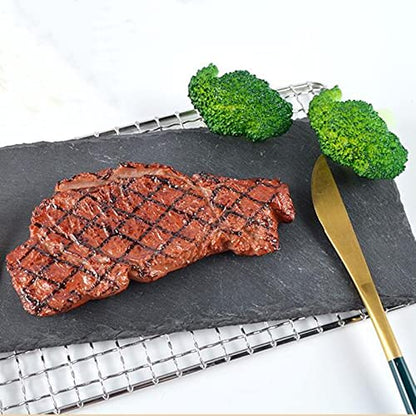 2Pcs Simulated Food Steak Artificial Lifelike Steak Fake Cooked Roast Beef Meat Model for Home Kitchen Cabinet Desk Shops Party Decor Sample Display Photography Props (Pack of 2) - size: free size (Pack of 2)