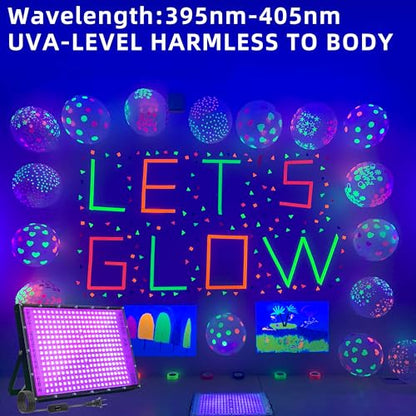 4 Pack 300W Blacklight 336 LEDs, UV Lamp Black Lights for Glow Party, 395nm, IP65 Outdoor Black Light Fixture for Halloween, Glow in The Dark Party, Fluorescent Poster Tapestry, Body Painting