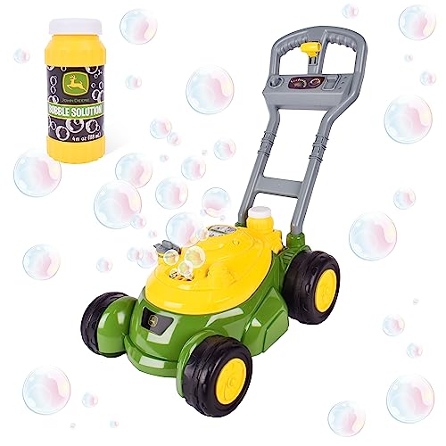 John Deere Bubble Lawn Mower for Toddlers, Bubble Blowing Machines, Indoor and Outdoor Gardening Toy, Birthday, Party Favor for Preschool Girls and Boys, No Batteries Required, 2+ - style: John Deere