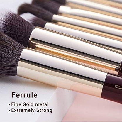 Jessup Makeup Brushes Set Professional, 25PCS Premium Natural Powder Foundation Eyeshadow Blending Concealer Blusher Highlight Labeled Brushes, T280 - color: Zinfandel