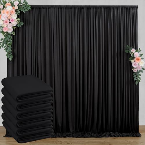 30 ft x 10 ft Wrinkle Free Black Backdrop Curtain for Parties, 6 Panels 10ft Polyester Black Photo Backdrop Drapes for Graduation Birthday Wedding Party Stage Curtains, Thick Bulk Background Curtains - color: Black, size: 5'(W) x 10'(H), 6 panels