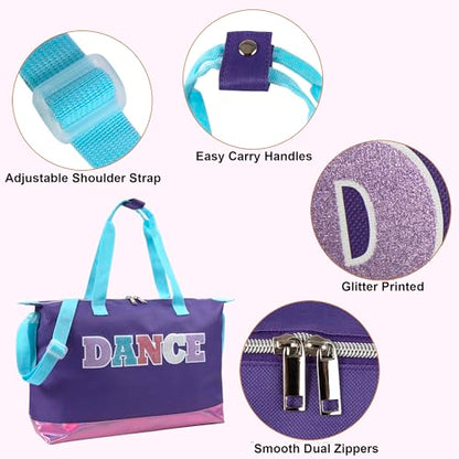 Garment Dance Shoulder Bags for Girls, Teen Dancers, Costumes, Boys | Holographic Glitter Dance Bag for Kids - color: Dance Purple & Pink