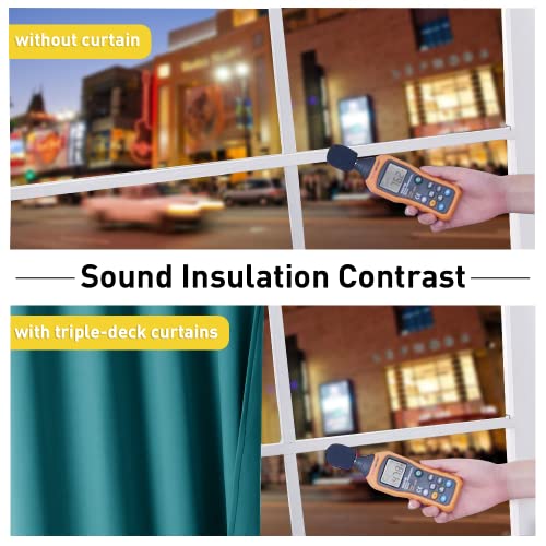 NICETOWN Sound Barrier 100% Blackout Divider Curtains 84", Noise, Heat and Cold Blocking Drapes with Felt Fabric Lining for Nursery/Daytime Sleep/Bedroom (Peacock Teal, 2 PCs, 52" Wide) - color: Peacock Teal, size: 52"W x 84"L (Pack of 2)