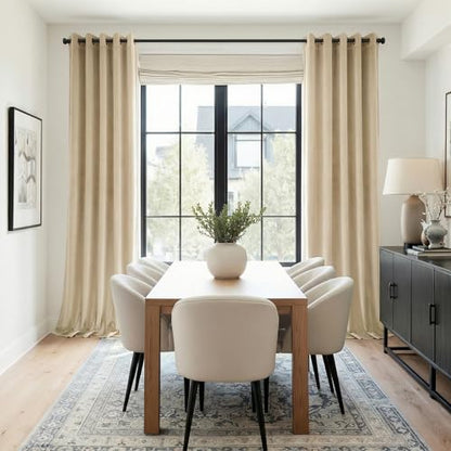 Topfinel 102 Inches Long Custom Blackout Velvet Curtains, Beige Cream Soundproofing Pleated Noise Cancelling Grommet Curtains,Viral Drapes 2 Panels for Living Room Bedroom - color: Beige, size: 52"W x 102"L (Pack of 2)