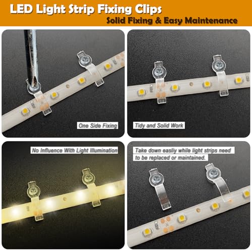 100 Pack Strip Light Mounting Brackets,Fixing Clips,One-Side Fixing,100 Screws Included (For 8mm Wide Waterproof Strip Lights) - style: For 8mm Wide Waterproof Strip Lights