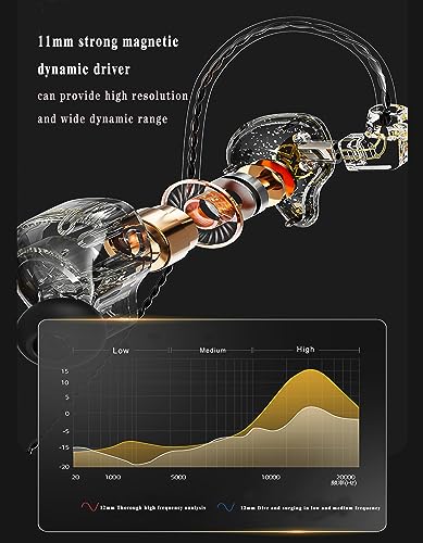 FEDAI DX2 in Ear Monitor Headphones, HiFi Stereo IEM Earphones, Noise Isolating Professional Earbuds,Dynamic Dual Driver Wired Earbuds with Detachable Cable, Noise Canceling Headset (Black,with Mic) - color: Black, size: With Mic