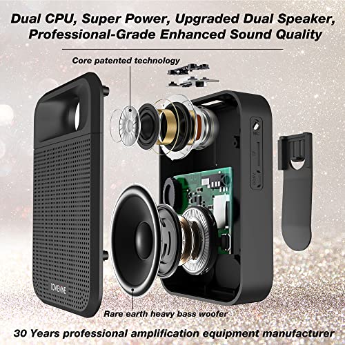 Portable Voice Amplifier, Towevine Rechargeable Microphone for Teachers, Speaker with Headset and Waistband for Classroom, Singing, Coach, Training, Presentation, Tour Guide - color: Black