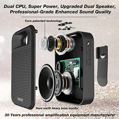 Portable Voice Amplifier, Towevine Rechargeable Microphone for Teachers, Speaker with Headset and Waistband for Classroom, Singing, Coach, Training, Presentation, Tour Guide - color: Black