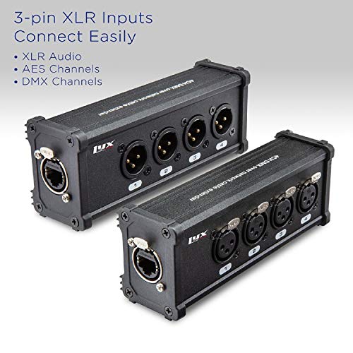 LyxPro 4-Channel XLR to Cat6 Ethercon Breakout Box Pair, Male & Female | Male & female 4-channel XLR breakout boxes carry balanced analog, AES or DMX over one Cat6 cable up to 330 ft. - size: Pair - No Cables