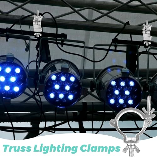 12-Pack Heavy Duty Aluminum Truss Clamps - 2 Inch Pro Stage Light Clamps for 220lb LED Par & Moving Head Fixtures - Fits 1.9-2.0" F34 Pipe for DJ Club & Theatrical Rigging