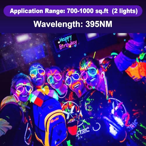 2 Pack 50W LED Black Lights, Flood Blacklight with Plug, IP66 Waterproof Outdoor UV Spotlight for Dance Party Large Space, Glow in The Dark, Halloween Lamp - size: 2 Pack-50W