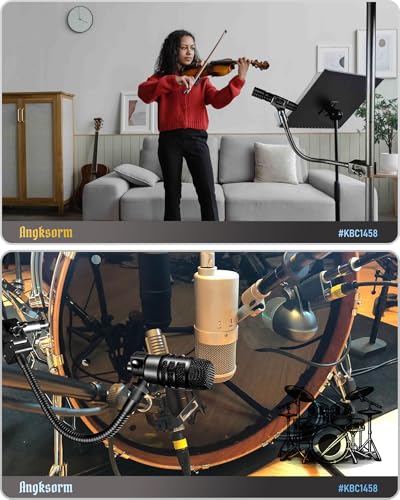 Music Stand Microphone Holder, 13-Inch Gooseneck, Crab Clamp | Gooseneck Mic Stand, Mic Stand Attachment, Music Stand Mic Holder, Super Crab Clamp, 5/8-27 and 3/8-16 Threads