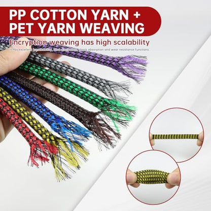 Expandable Braided Cable Sleeve, PP Yarn + PET Braided Expandable Sleeving Cable Management Protection High Density PET Wire Cover Sheath for Cables (Yellow Black, 4mm (5/32")-49ft - color: Yellow Black, size: 4mm (5/32")-49ft