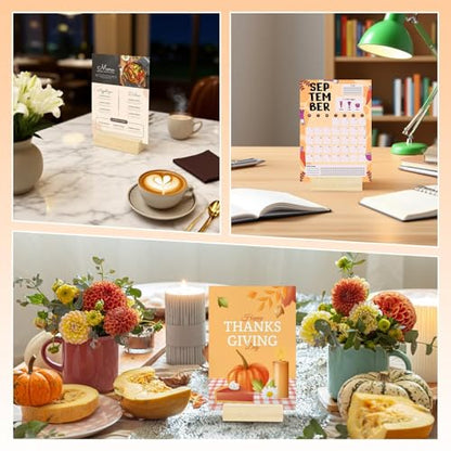 15Pcs 3.9x1.4 Inches Wood Table Number Stands, Wooden Place Card Holders, Acrylic Sign Holders for Wedding, Ceremony, Birthday, Party, Home Decoration, Events (3mm Slots) ﻿ - size: 15 Pcs- L 3.94"- Slots 3mm