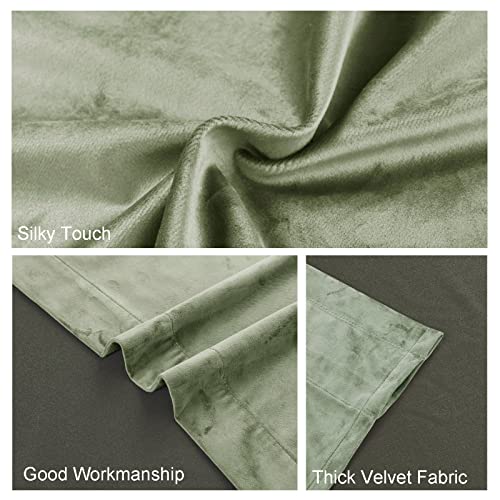 JIUZHEN Sage Green Velvet Blackout Curtains 42W x 63L 2 Panels - color: Sage Green, size: 42"W x 63"L (Pack of 2)