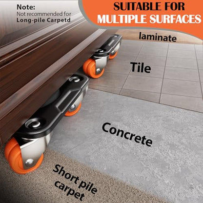 Heavy Duty Furniture Movers with 10 Wheels | Dual-Wheel Caster Square Dollies with Furniture Lifter & Base,360° Swivel Casters,Non-Slip Pads,Up to 4000 lbs Load Capacity