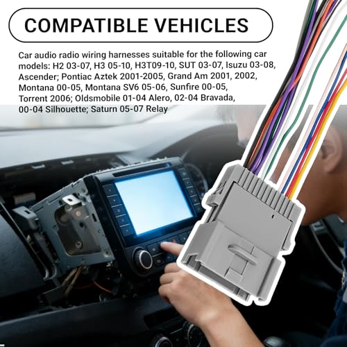 Car Radio Audio Receiver Wiring Harness Kit, Automotive Stereo Radio Installation Kit, Universal for Chevrolet, GMC and Hummer Aftermarket Car Audio Adapter Wiring Harness