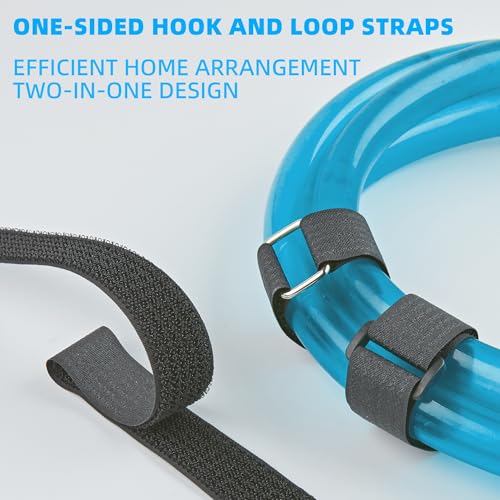 1" x 18Yard Reusable Cable Straps with 50 Plastic Buckles - Adjustable Cut-to-Length Nylon Hook and Loop roll for Organizing and Storage - color: Buckles(50pcs)&Ties 1 Inch-18yd