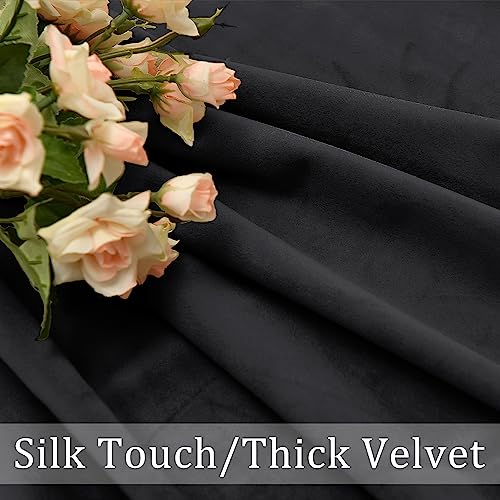 Hiasan Black Velvet Blackout Curtains 96 inches Long, 2 Panels, 42W x 96L - color: Black, size: 42"W x 96"L (Pack of 2)